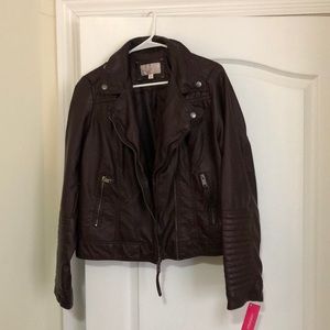 Faux leather bomber jacket NWT